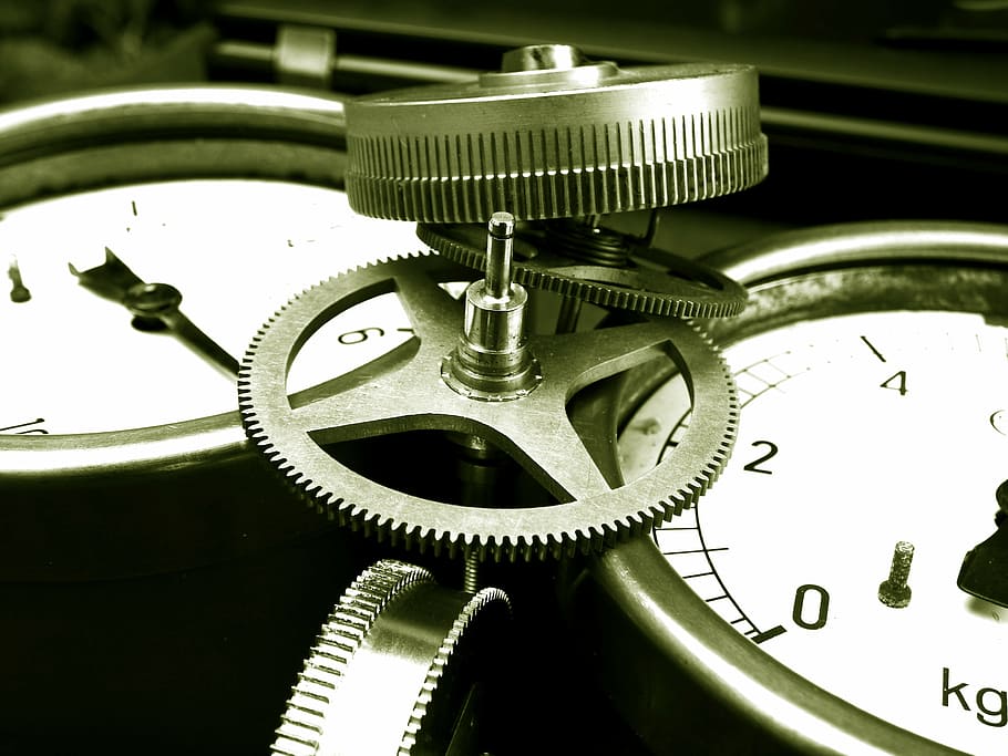 gears, mechanical, bronze, piece, equipment, machinery, machine part HD wallpaper