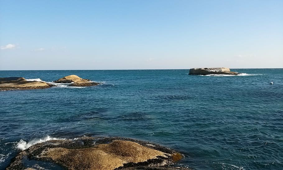 sea, rock, sky, winter sea, gangwon do, sokcho, water, scenics - nature, HD wallpaper