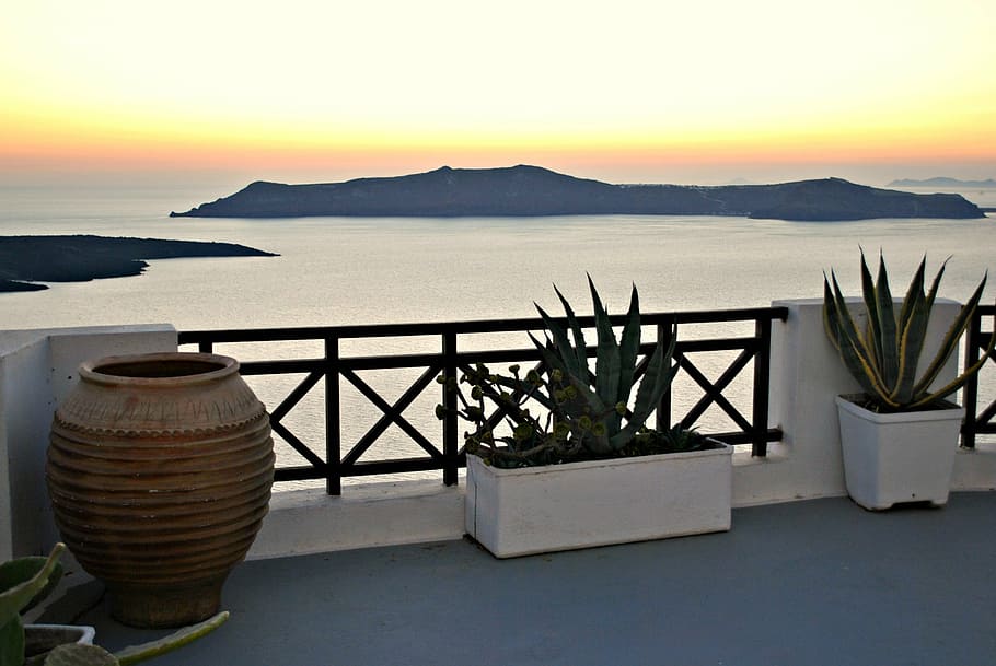 sunset, santorini, holidays, greece, island, landscape, travel