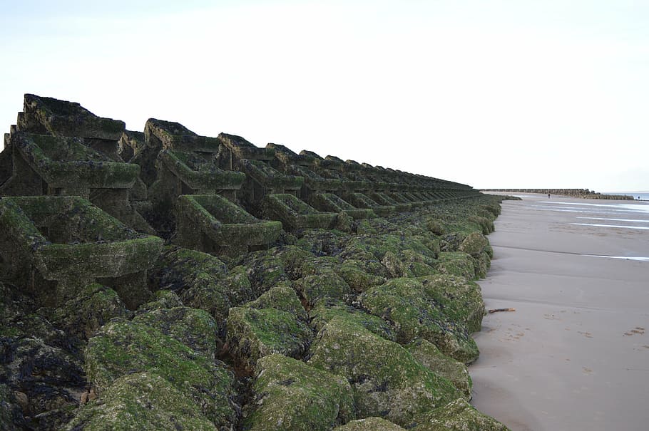 rocks, beach, breakwater, tide, coastal, wallasey, mersey, liverpool HD wallpaper