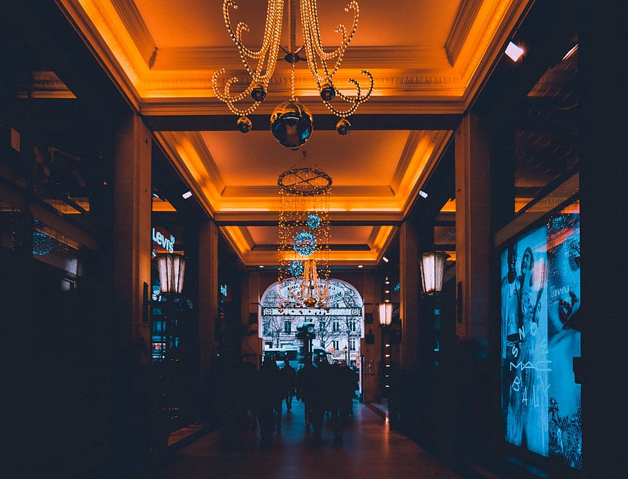 photography hallway that leads to empty room, turned-on light HD wallpaper
