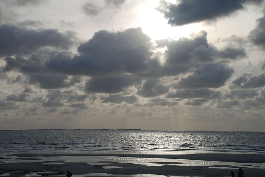 clouds, sea, beach, water, heaven, brand, sunset, nature, view HD wallpaper