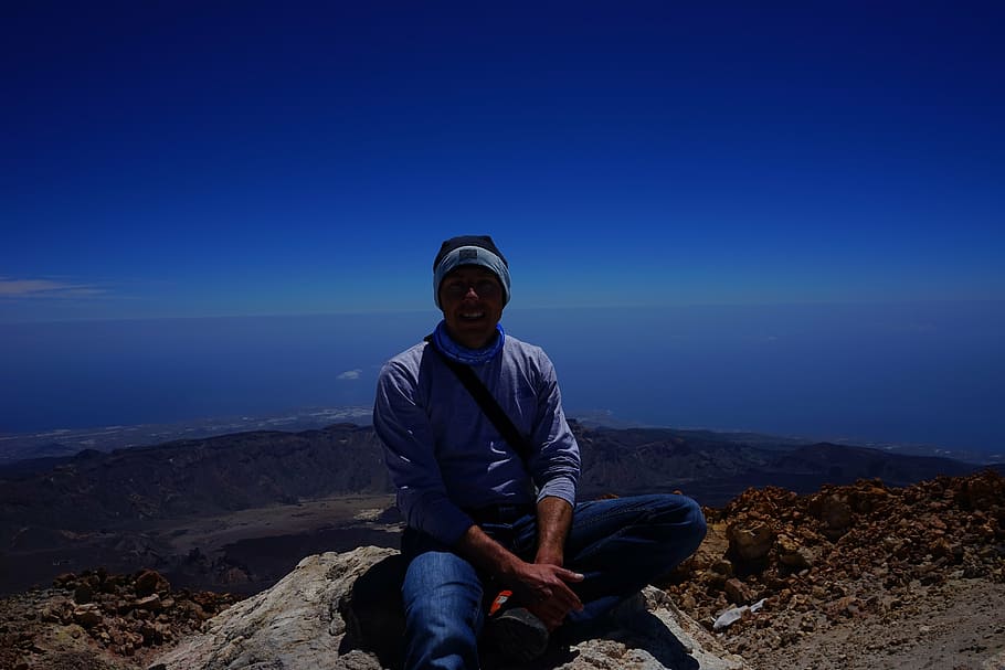 teide, summit, wanderer, summit success, mountaineering, view HD wallpaper
