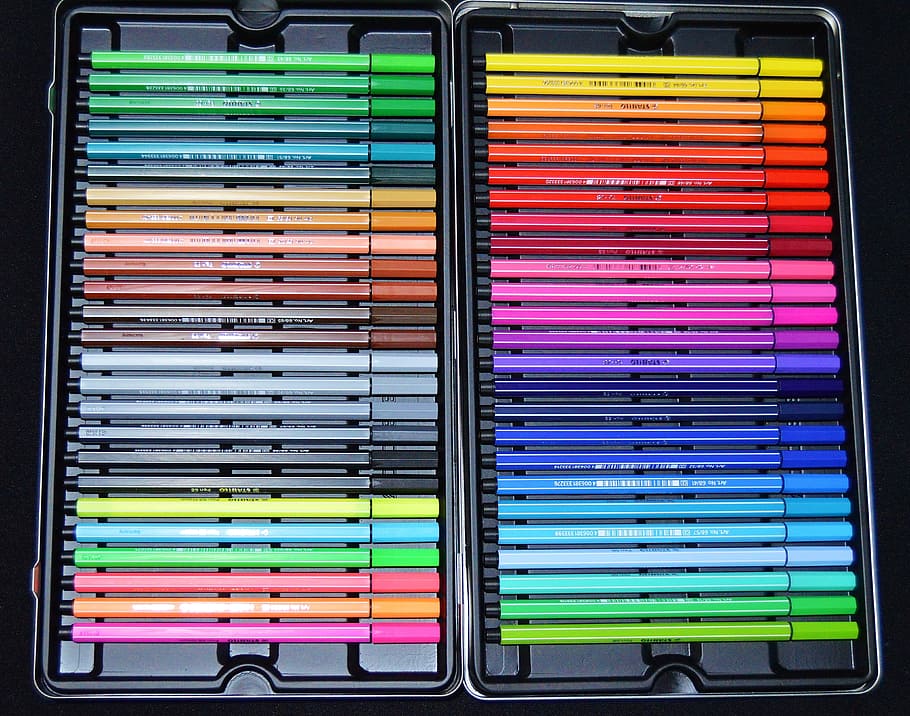 colored pencils, creativity, fine, paint, crayons, rainbow colors HD wallpaper
