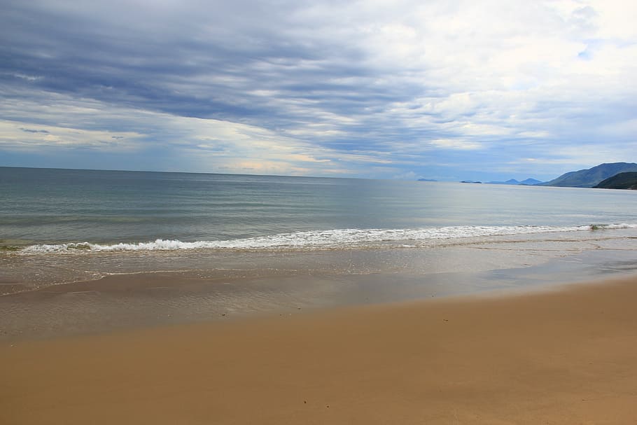 landscape photography of seashore, beach, ocean, sand, sky HD wallpaper