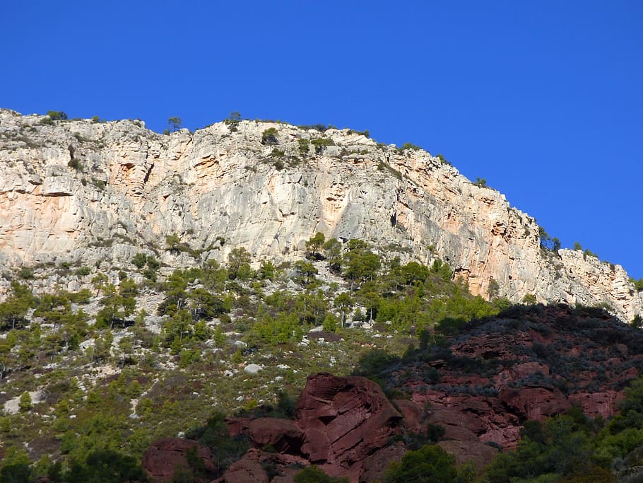 mountains, montsant, priorat, limestone, red stoneware, red rocks, HD wallpaper