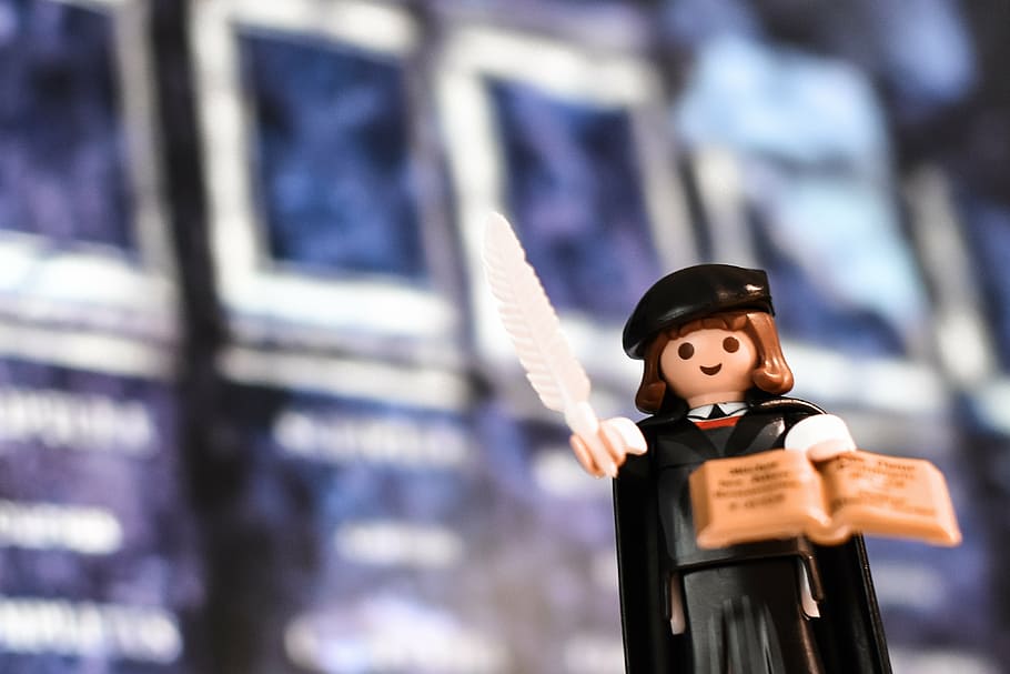 Lego toy, martin luther, playmobil, reformation, protestant, church