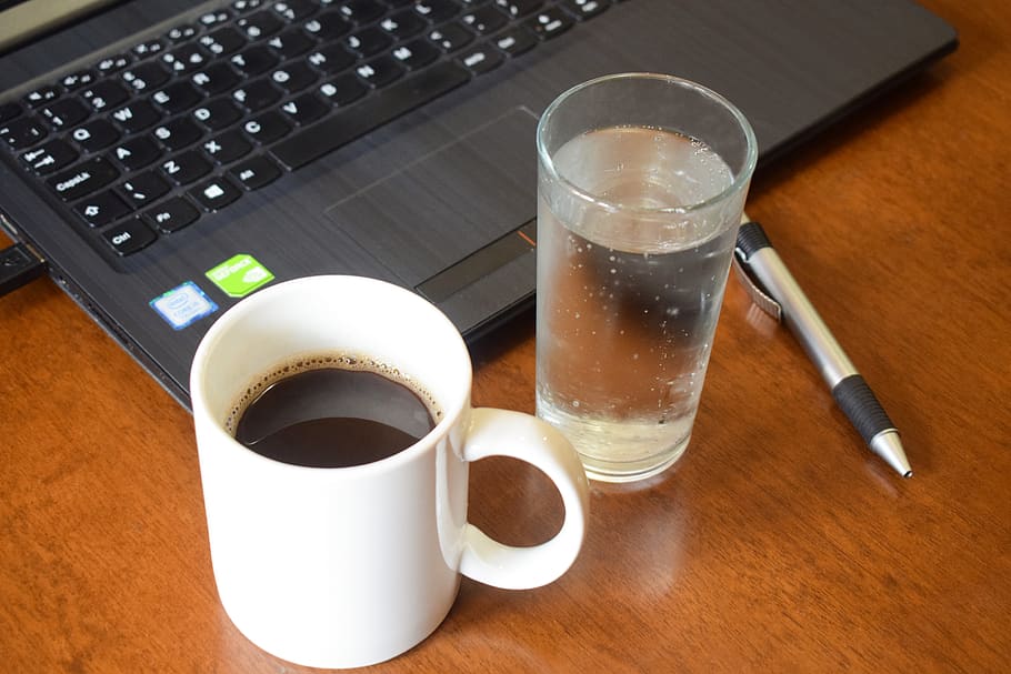 coffee, pen, notebook, work, caffeine, water, cup, espresso HD wallpaper