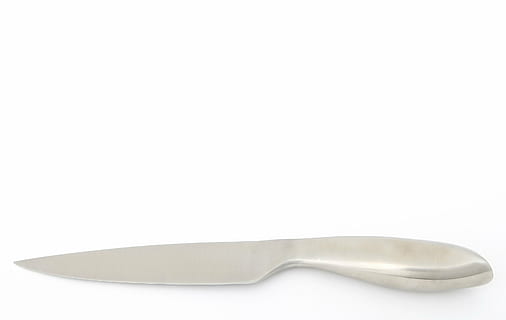 gray stainless steel knife on white surface, accessory, appliance HD wallpaper