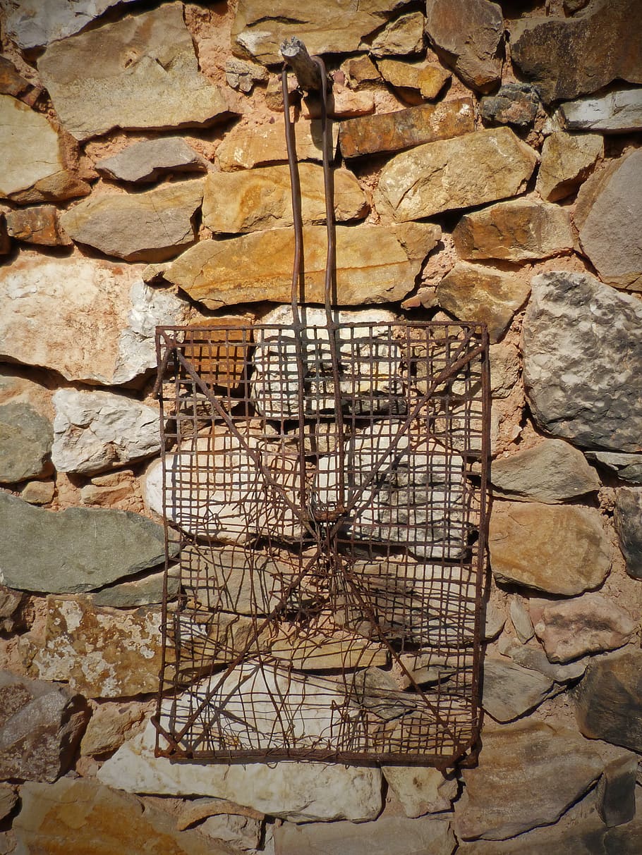 grill, old, stone, iron, wall, no people, textured, wall - building feature HD wallpaper