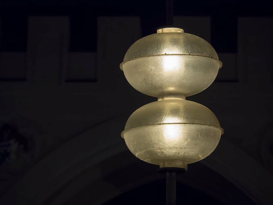 lamp, pendant, comment, light, black, gold, darkness, black background HD wallpaper