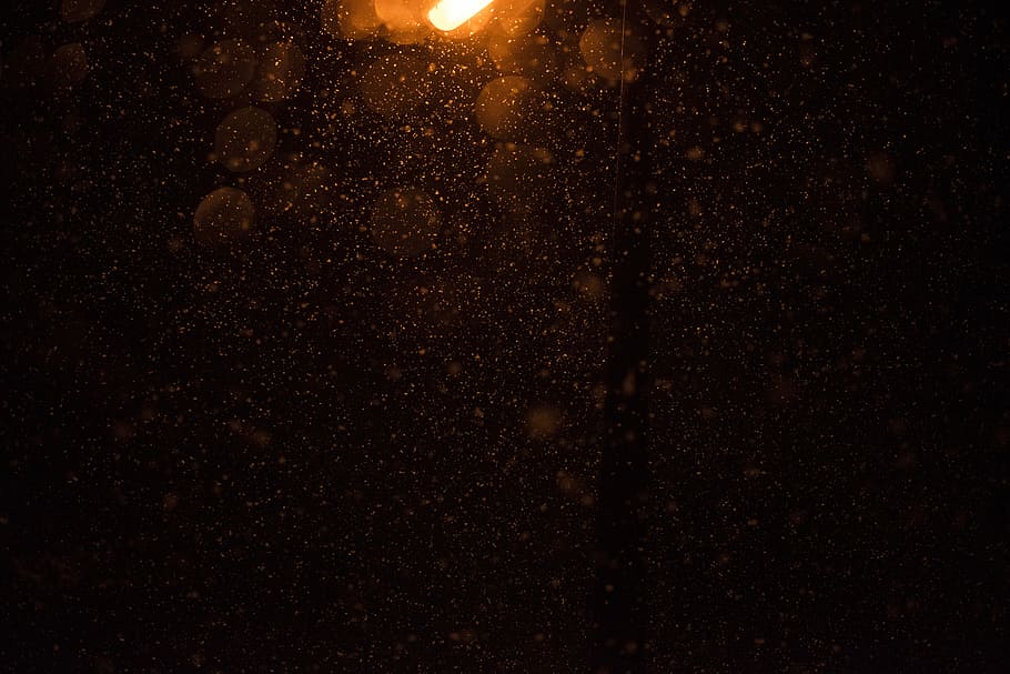 untitled, snow, snowing, light, bokeh, warm light, night, sky HD wallpaper