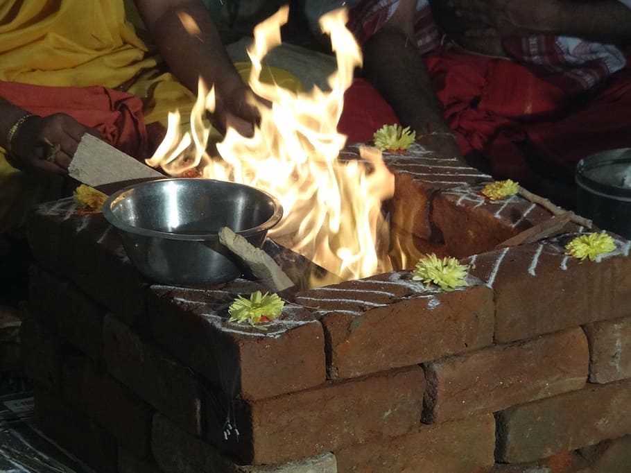 ceremony, fire, prayers, agni, god of fire, religious, hinduism HD wallpaper