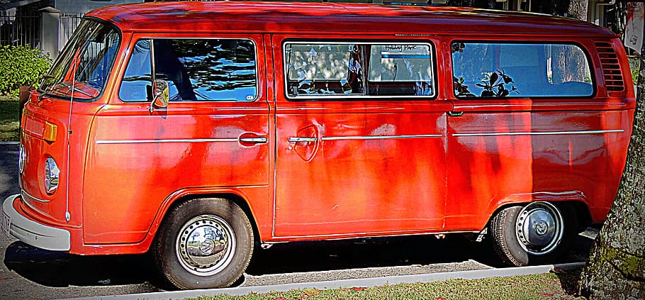 car, van, colour, orange, automobile, classic, style, old, retro HD wallpaper