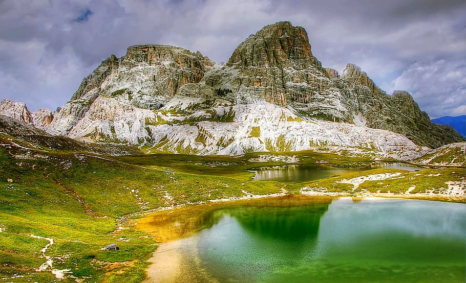plateau in front of water body under cumulus clouds, bödensee HD wallpaper