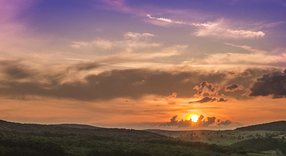 sunset, dramatic, clouds, sky, nature, landscape, cloud - sky HD wallpaper