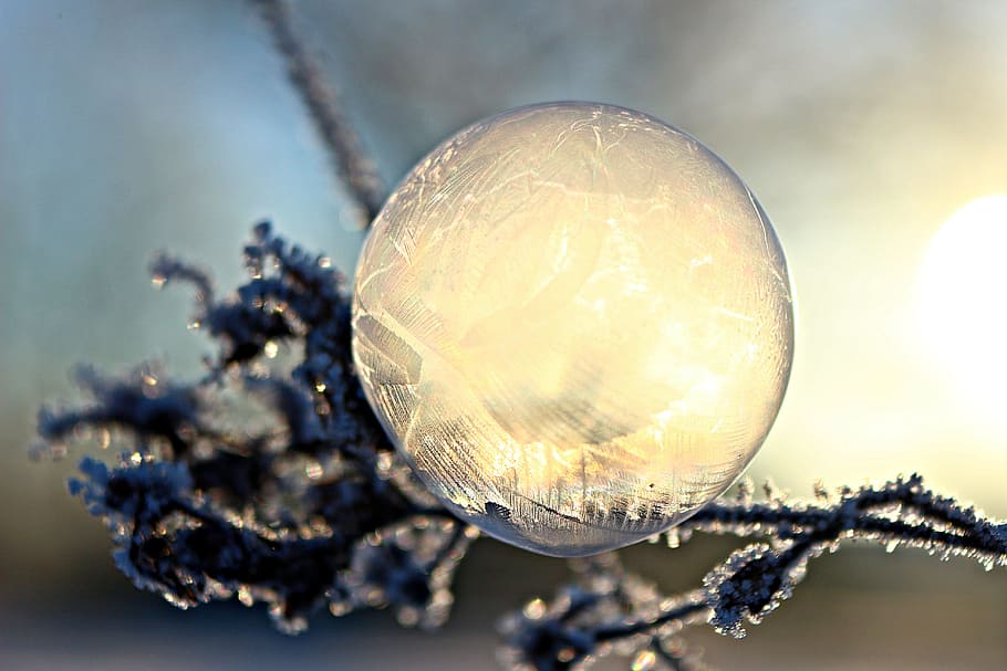 Ice, Bag, Soap Bubble, Frost, Snow, ice-bag, frost blister, HD wallpaper