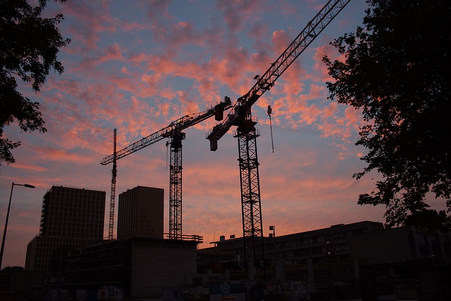 Sunset, Clouds, West, sky, red, city, colors, the lift, building HD wallpaper