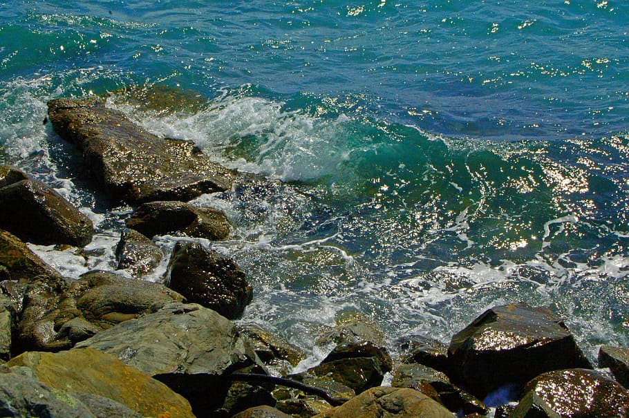 water, ocean, sea, wave, calm, tranquil, rock, rock - object HD wallpaper