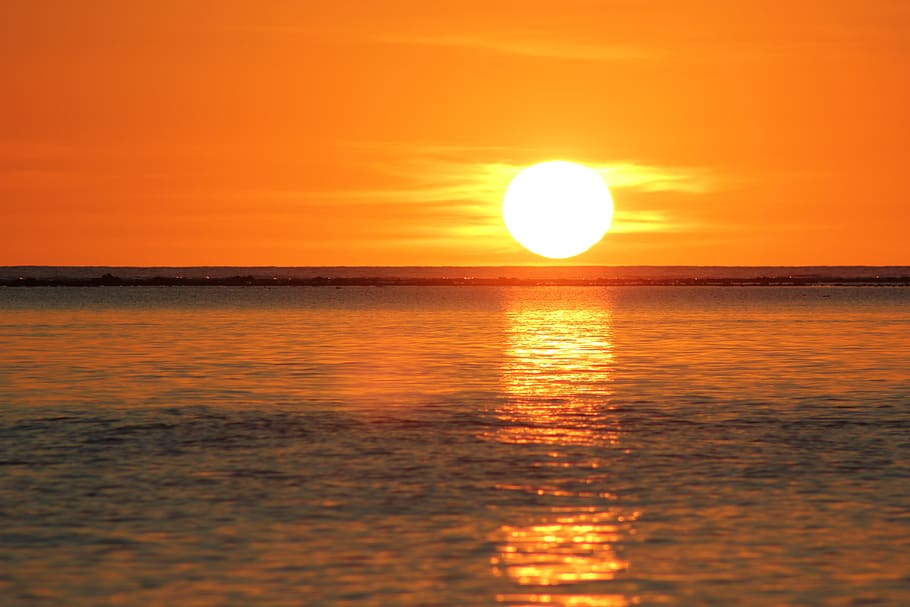 sun, sunset, reflection, sea, sky, water, scenics - nature HD wallpaper