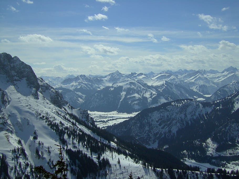 winter, mountains, snow, alpine, alpenblick, distant view, holiday HD wallpaper