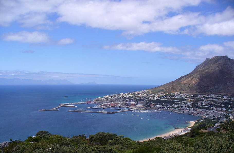 Simonstown harbor landscape in Cape Town, South Africa, clouds HD wallpaper
