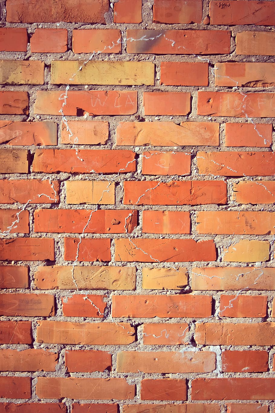 textures, backgrounds, brick wall, orange, red, yellow, build, HD wallpaper
