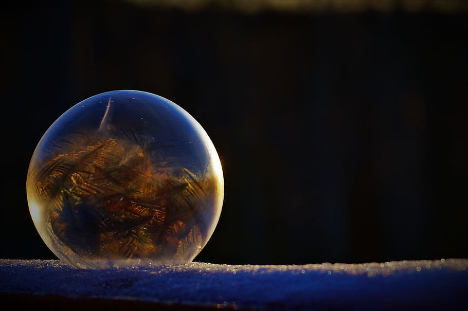 bubble, frozen, ice, winter, color, sphere, icy, nature, planet earth HD wallpaper