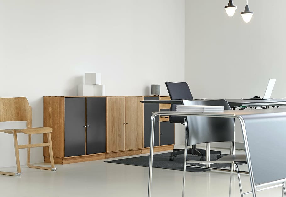 cabinets, carpet, clean, design, desk, furnitures, interior design HD wallpaper