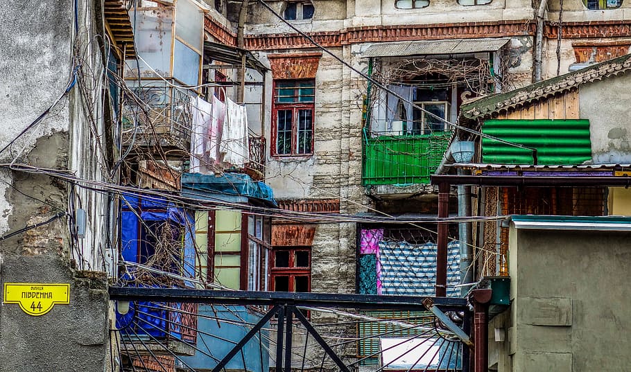 odessa, yard, balconies, window, architecture, building exterior HD wallpaper