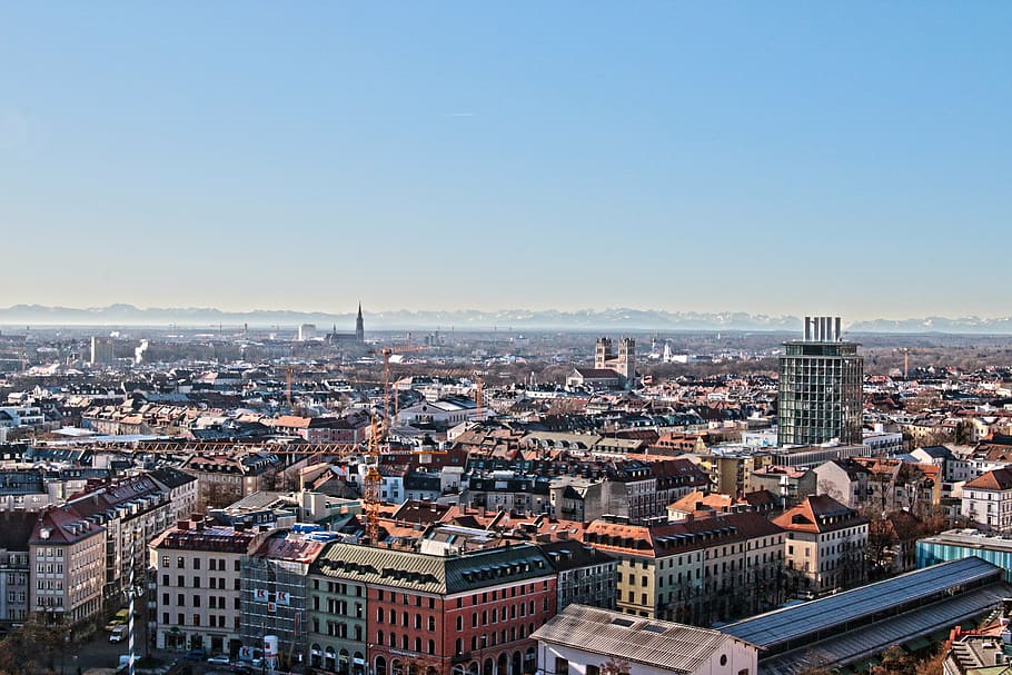munich, bavaria, from above, distant view, mountains, state capital HD wallpaper