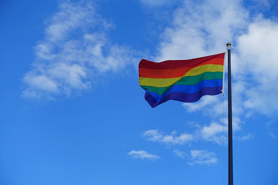 rainbow flag under cloud sky, Pride, Gay, Love, pride rights, HD wallpaper