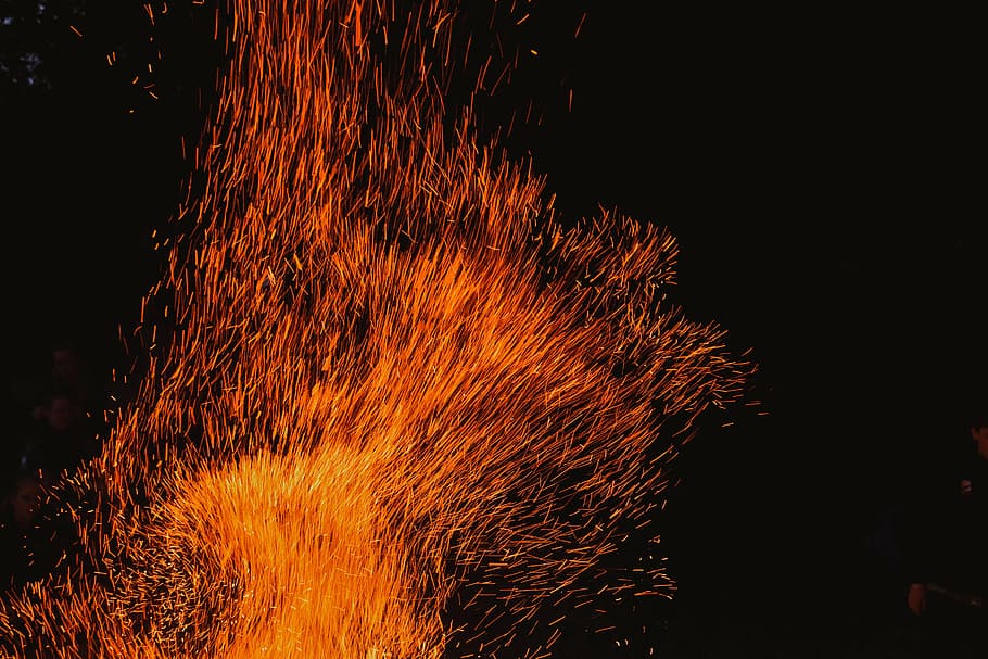 photo of flames, fire, dark, night, camping, travel, adventure HD wallpaper