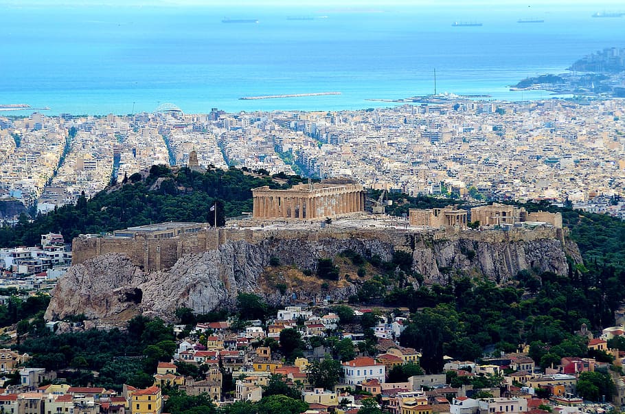 citadel, athena, ancient, acropolis, milestone, greece, plate, HD wallpaper