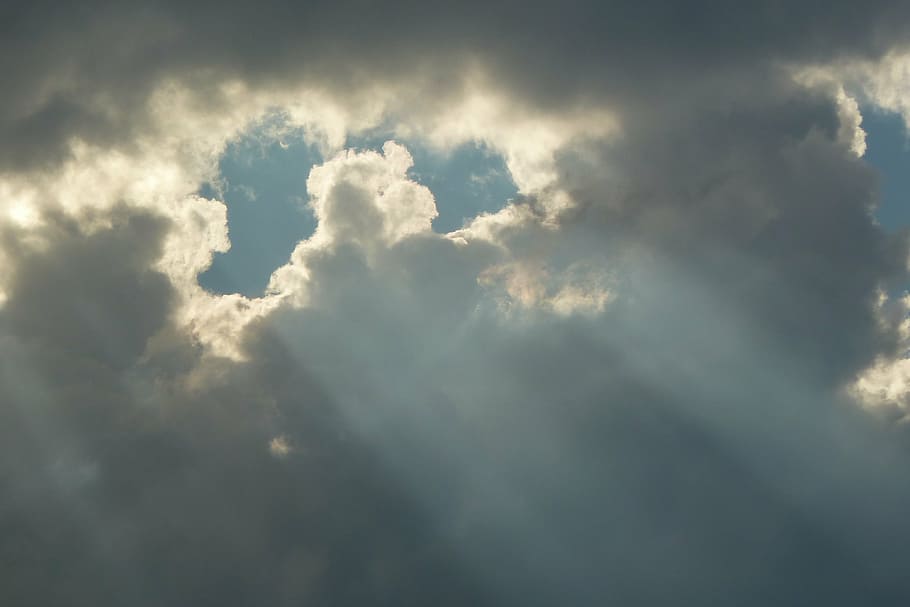 sun, clouds, sky, blue, cloud - sky, cloudscape, backgrounds HD wallpaper