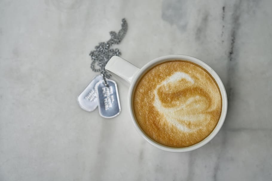 coffee, latte, table, marble, grey, white, cup, necklace, chain HD wallpaper
