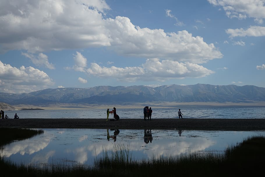 cloud, lake, the water, sky, cloud - sky, real people, scenics - nature HD wallpaper