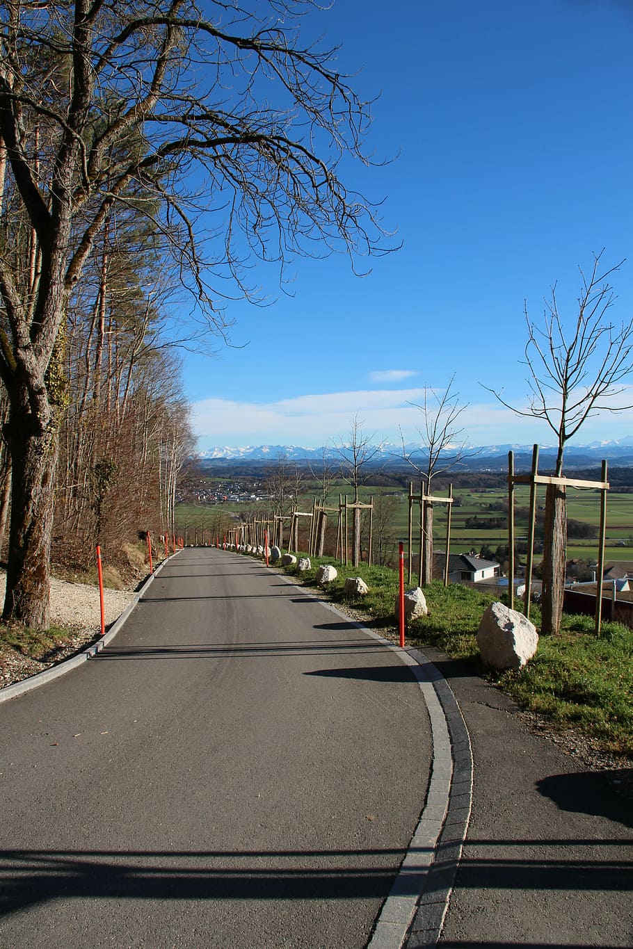 Street, Way, Hills, Blue, Sky, Schweiz, switzerland, solothurn, HD wallpaper