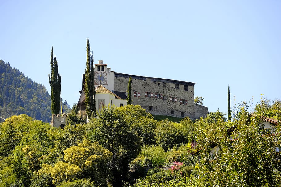castle, landscape, nature, castles, old castle, lana, hillside castle HD wallpaper