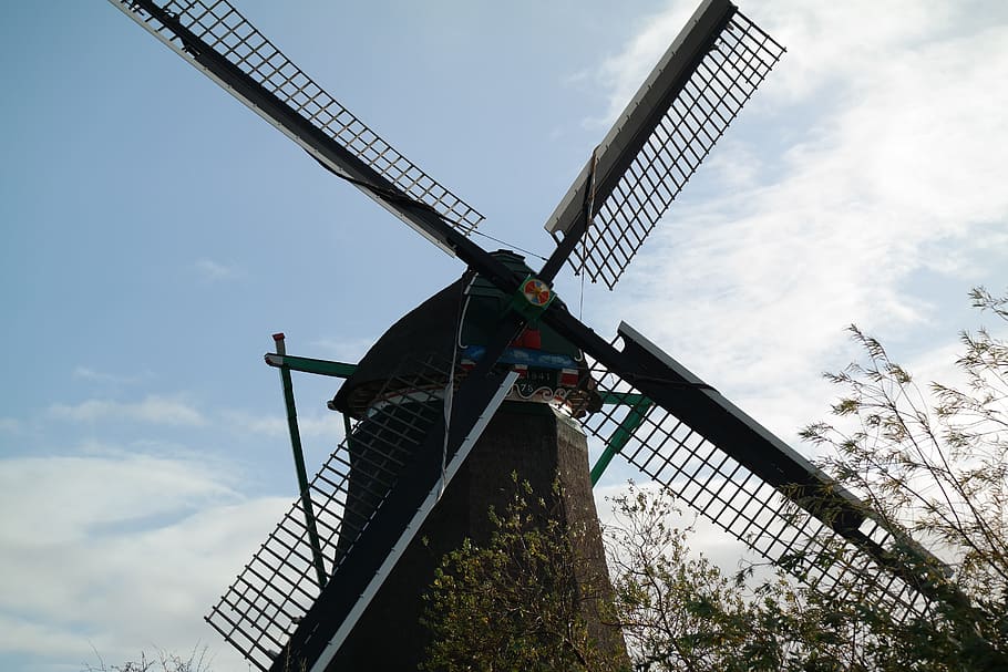 windmill, wing, sky, wind energy, building, historically, craft HD wallpaper