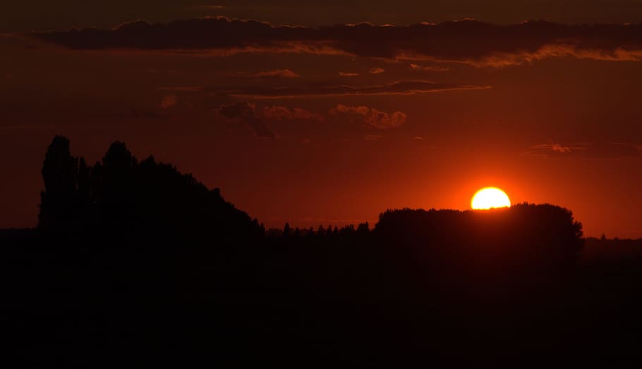 sunset, sky, cloud, red, in the evening, scenics - nature, silhouette HD wallpaper
