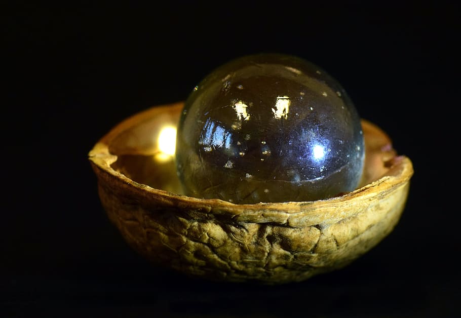 marble, nutshell, walnut shell, glass, wood, small, round, transparent HD wallpaper