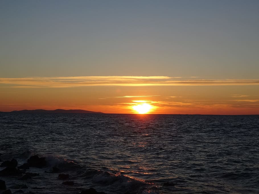 sunset, dawn, dusk, waters, sky, scenics - nature, sea, beauty in nature HD wallpaper