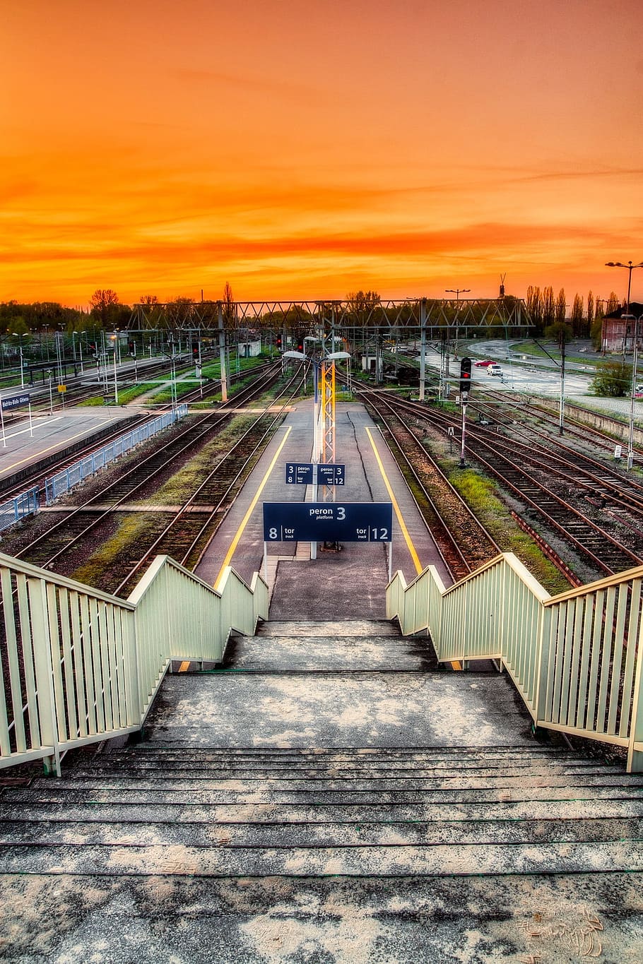 poland, train yard, steps, platforms, travel, transportation HD wallpaper