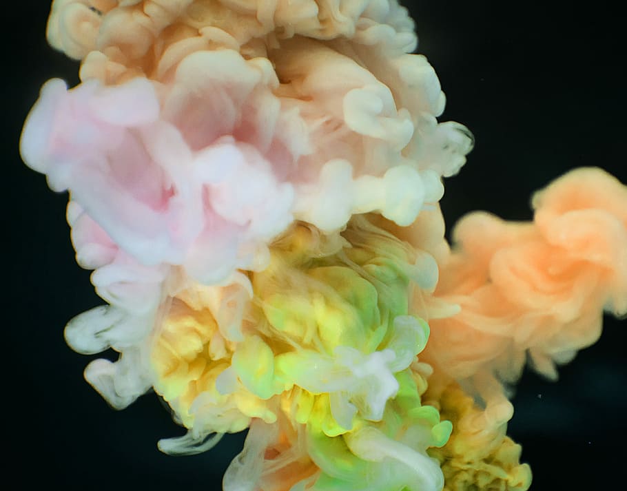 multicolored smoke, underwater, sea, black background, studio shot HD wallpaper