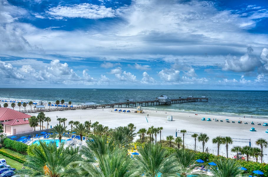 aerial view of resort, clearwater beach, florida, gulf coast