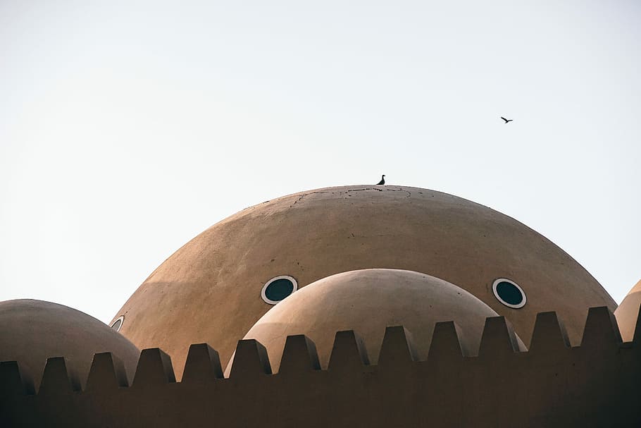 Islamic Architecture, round brown concrete building, dome, fence HD wallpaper