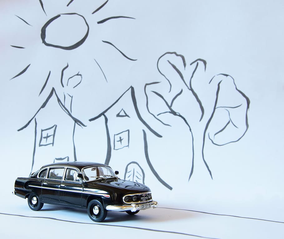 tatra 603, auto, model, miniature, black, toy, car, mode of transportation HD wallpaper