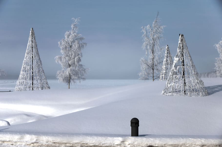 artificial snow, roundabout, dis, white, winter, cold temperature HD wallpaper