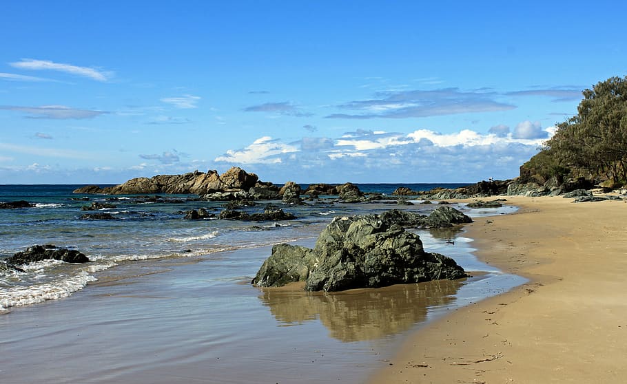 Coast, Ocean, Rock, Sand, Sand Beach, sea, rock - object, nature HD wallpaper